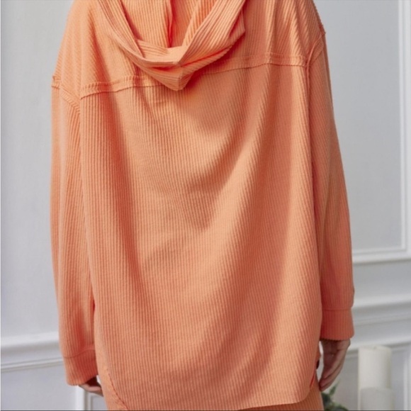 NWT Urban Outfitters Out From Under Colette Ribbed Hooded Cardigan in Orange - Picture 3 of 6